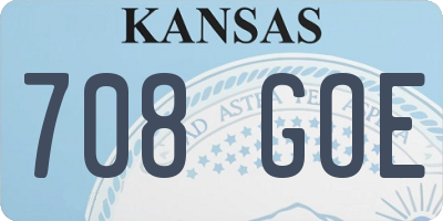 KS license plate 708GOE