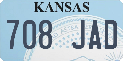 KS license plate 708JAD