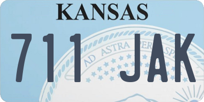 KS license plate 711JAK