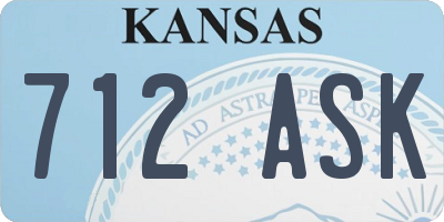 KS license plate 712ASK