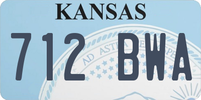KS license plate 712BWA
