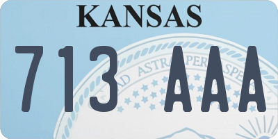KS license plate 713AAA