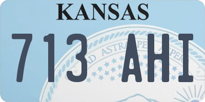KS license plate 713AHI