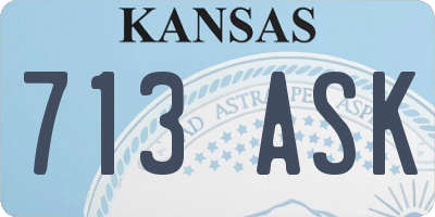 KS license plate 713ASK