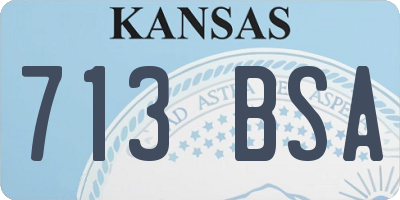 KS license plate 713BSA