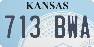 KS license plate 713BWA