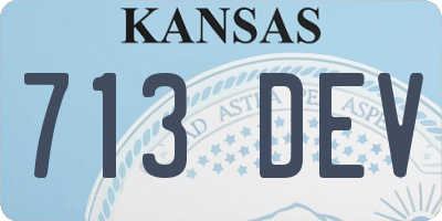 KS license plate 713DEV