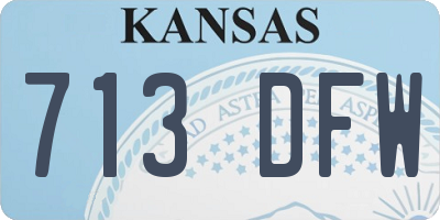 KS license plate 713DFW
