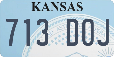 KS license plate 713DOJ