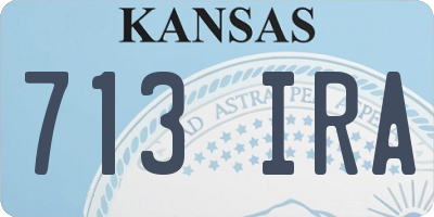 KS license plate 713IRA