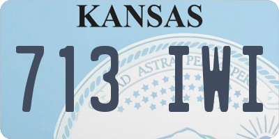 KS license plate 713IWI