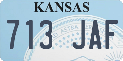 KS license plate 713JAF