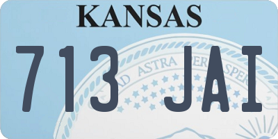 KS license plate 713JAI
