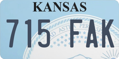 KS license plate 715FAK