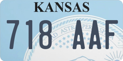 KS license plate 718AAF