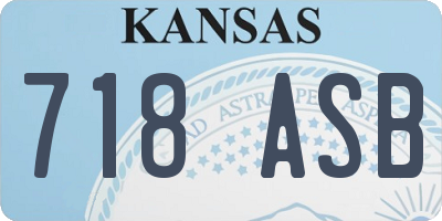 KS license plate 718ASB