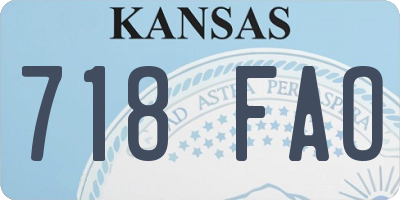 KS license plate 718FAO
