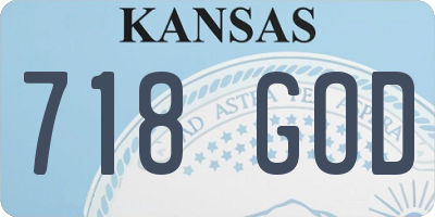 KS license plate 718GOD