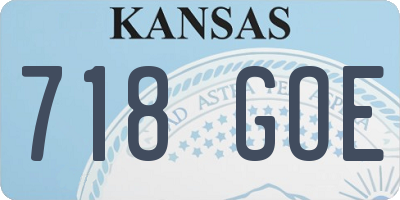 KS license plate 718GOE