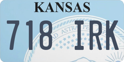 KS license plate 718IRK