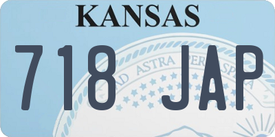 KS license plate 718JAP
