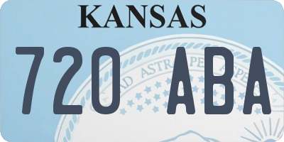 KS license plate 720ABA