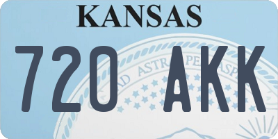 KS license plate 720AKK