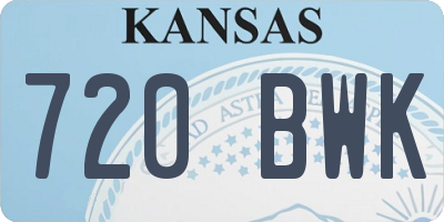KS license plate 720BWK