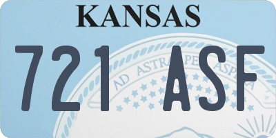 KS license plate 721ASF