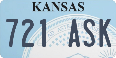 KS license plate 721ASK