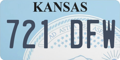 KS license plate 721DFW
