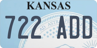 KS license plate 722ADD