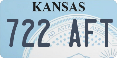 KS license plate 722AFT
