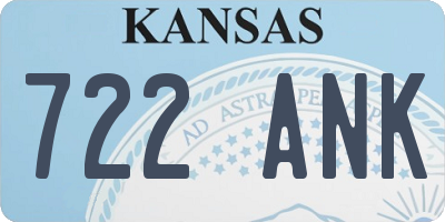 KS license plate 722ANK