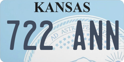 KS license plate 722ANN