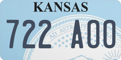 KS license plate 722AOO