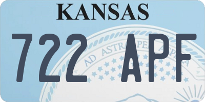 KS license plate 722APF
