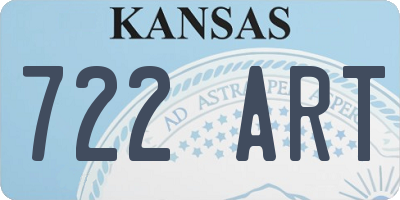 KS license plate 722ART