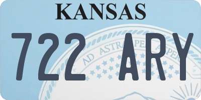 KS license plate 722ARY