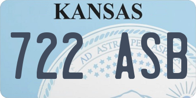 KS license plate 722ASB