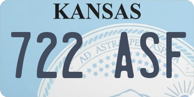 KS license plate 722ASF