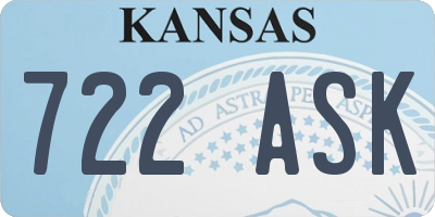 KS license plate 722ASK