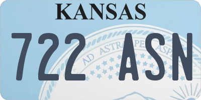 KS license plate 722ASN