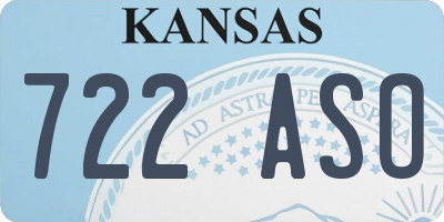 KS license plate 722ASO