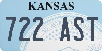KS license plate 722AST
