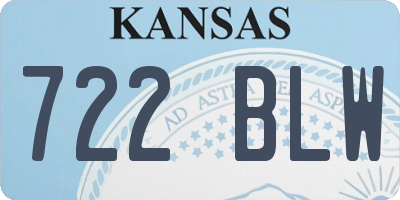 KS license plate 722BLW