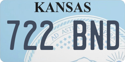 KS license plate 722BND