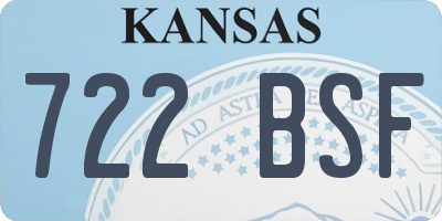 KS license plate 722BSF