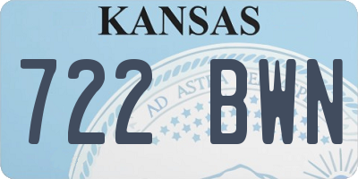 KS license plate 722BWN