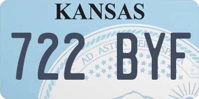 KS license plate 722BYF